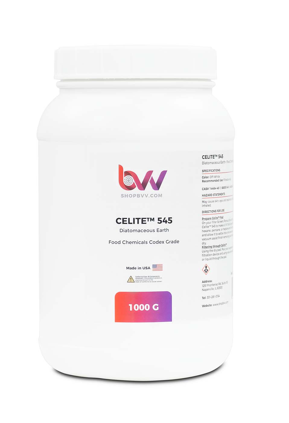 BVV™ Celite® 545 Diatomaceous Earth (Food Codex Grade) 4.5 Micron