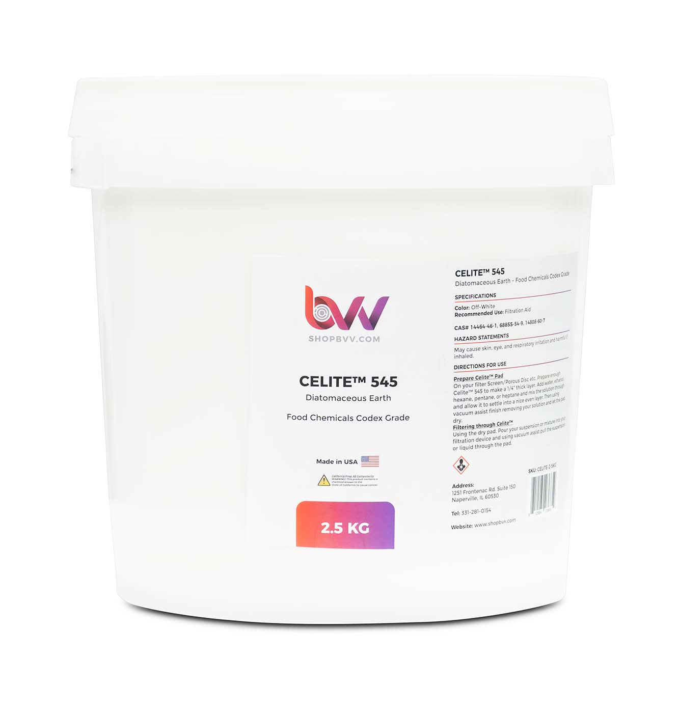 BVV™ Celite® 545 Diatomaceous Earth (Food Codex Grade) 4.5 Micron