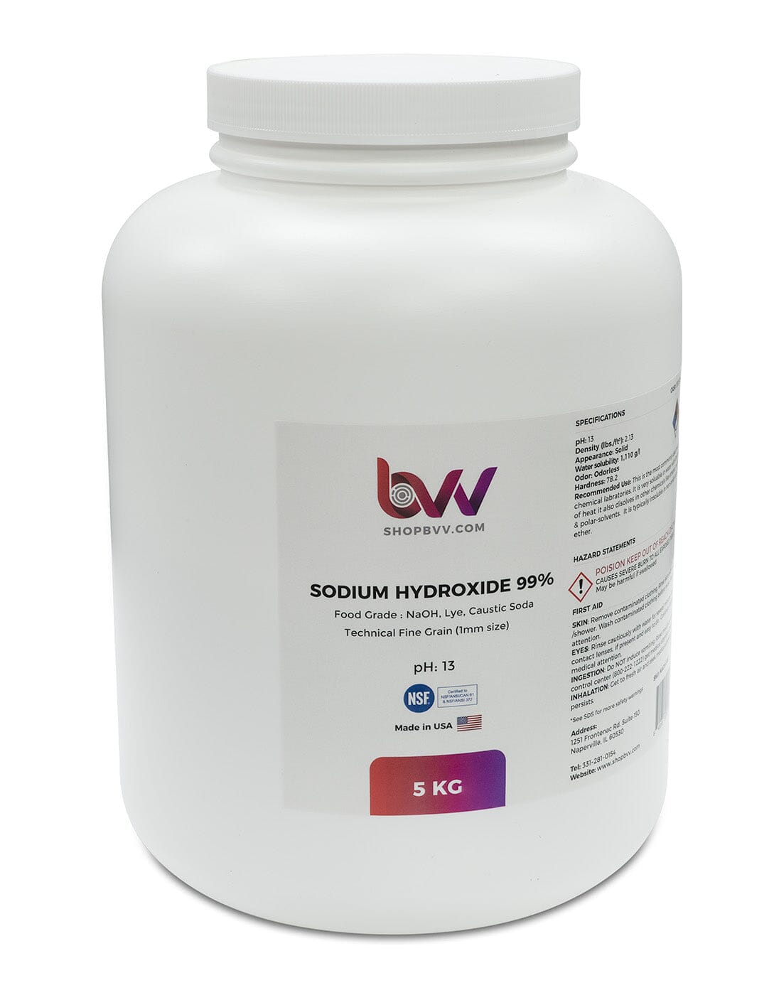 BVV™ High Purity Sodium Hydroxide 99% (Food Safe Chemical)